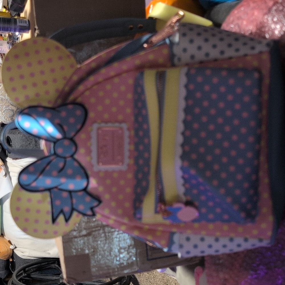 Loungefly Polka Dot Minnie Mouse Backpack - Pink and Blue